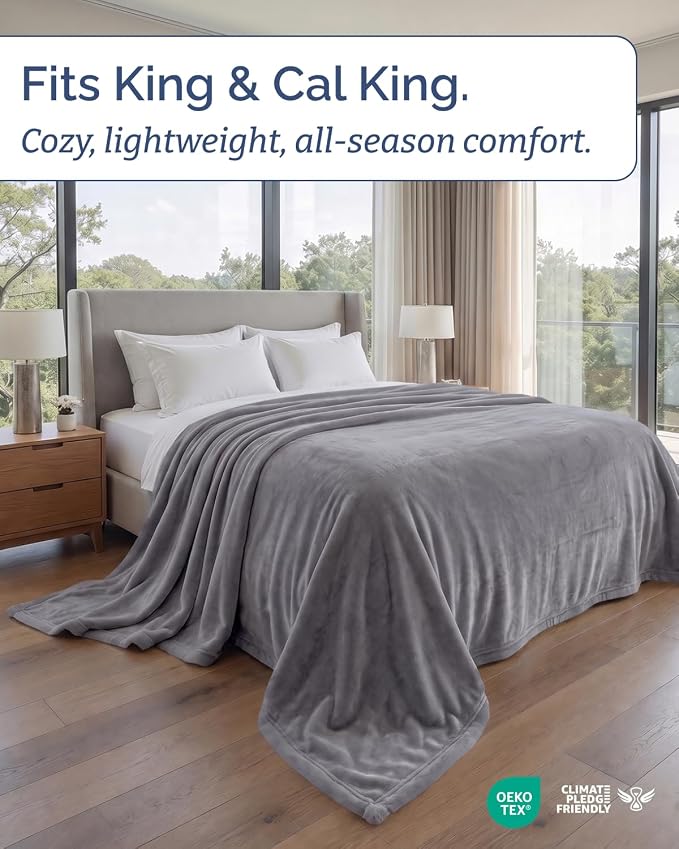 Ultra Soft Fleece Blanket Oversized King Size - Flannel Fleece Luxury Blanket - Lightweight for Couch Bed Chair - Thick, Warm and Breathable - All Season Cozy, Dark Grey