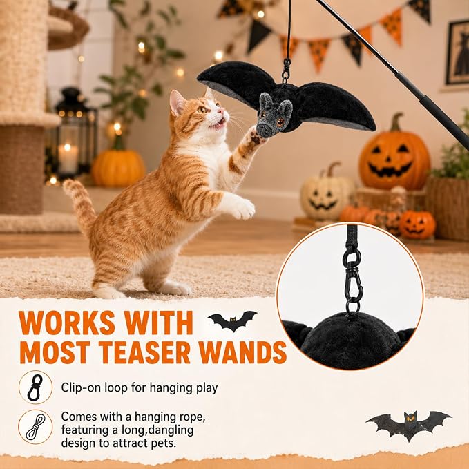 Flying Bat Dog Toy,Flapping Bird Interactive Cat Toy,Flying Bt Toy for Dogs | Cute Flapping Wings Electric Teasing Cat/Dog Toy,Indoor Chase Toy for Exercise,Hanging and Ground Play(1Pc)