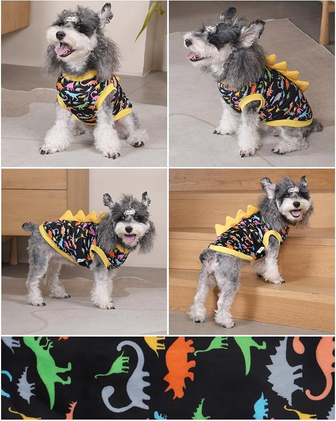 CuteBone Dinosaur Costume Dog Shirt, Stretchy Velvet T-Shirt Clothes for Small Dogs, Soft & Breathable Pet Tee Outfit Cat Apparel for Daily Wear, Cozy Pullover Design Puppy Fashion COSBX01S
