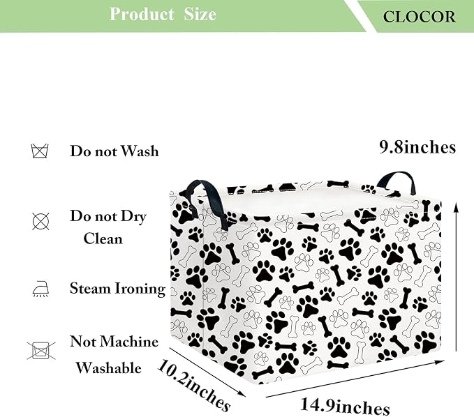 CLOCOR Rectangular Storage Bin, Waterproof Home Organization,Gift Basket(Paw)