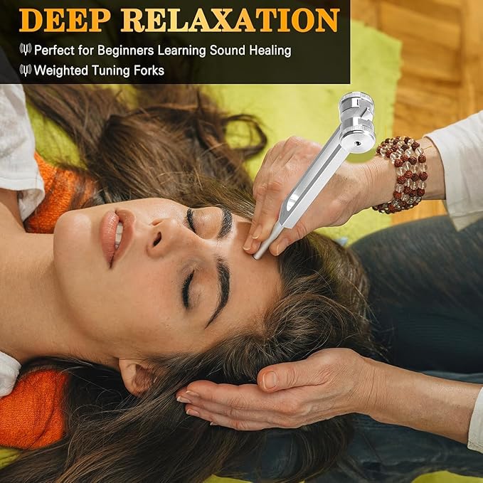 Tuning Forks Set(128Hz,256Hz,512Hz) Medical-Grade Weighted & Unweighted Tuning Fork for Healing Chakra/Sound Therapy/Yoga and Meditation Frequency Healing Devices Good Gift for Women