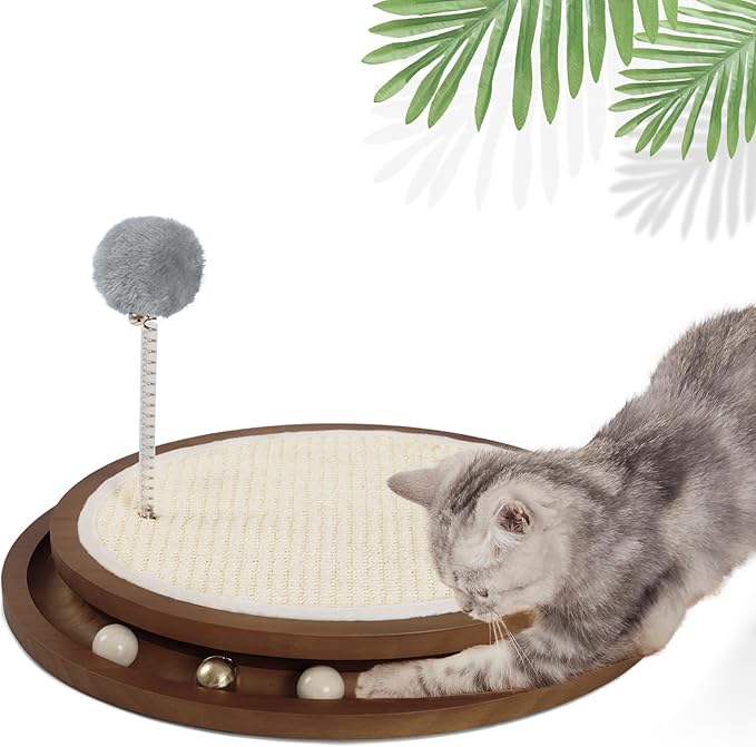 Cat Scratcher Toys Natural Sisal Pad Kitten Interactive Ball Track