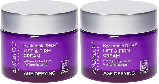 Andalou Naturals Hyaluronic DMAE Lift & Firm Skin Cream | Anti Aging Face Moisturizer With Hyaluronic Acid |Helps Reduce Fine Lines & Wrinkles | 1.7 oz,(Pack of 2)