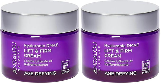 Andalou Naturals Hyaluronic DMAE Lift & Firm Skin Cream | Anti Aging Face Moisturizer With Hyaluronic Acid |Helps Reduce Fine Lines & Wrinkles | 1.7 oz,(Pack of 2)