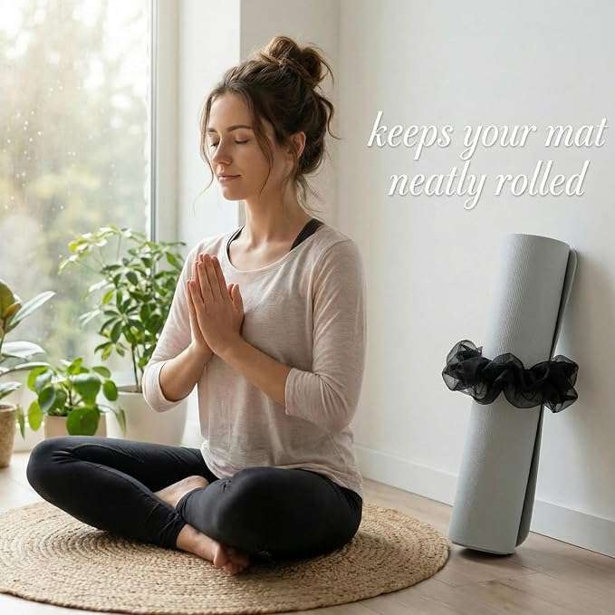 Yoga Mat Scrunchie Stretchable Elastic Chiffon Fabric Yoga Mat Holder Strap Band for Women Men(Mat Not Included)