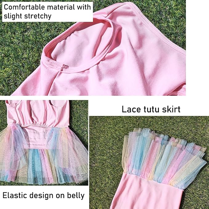 ANIAC Pink Dog Dress, Summer Clothes for Small Girl, Spring Puppy Princess Dress, Cat Outfit, Pet Clothing for Cats Kitten Chihuahua Yorkie, Rainbow (Medium, Pink)