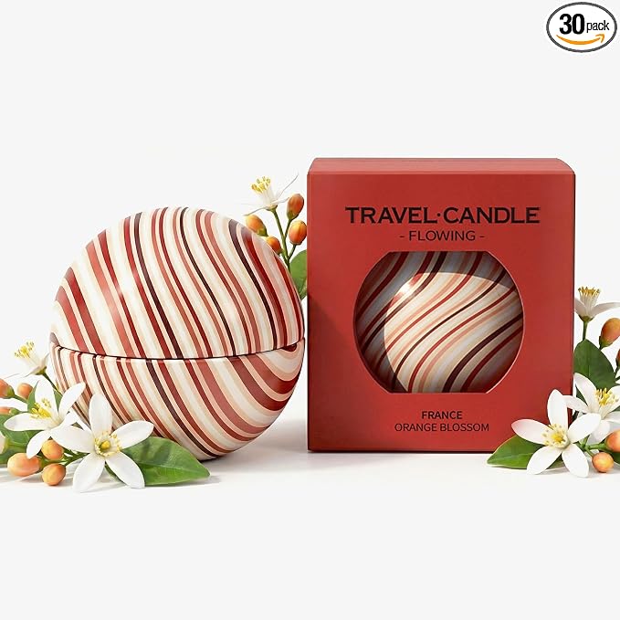 French Orange Blossom Scented Candle for Home, Soy Aromatherapy Decorative Candle Gift for Women, Portable Orb Candle, Travel Inspired Home Fragrance