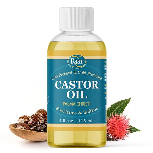 Baar Cold-Pressed, Cold-Processed, Hexane Free Castor Oil, 4 Ounces
