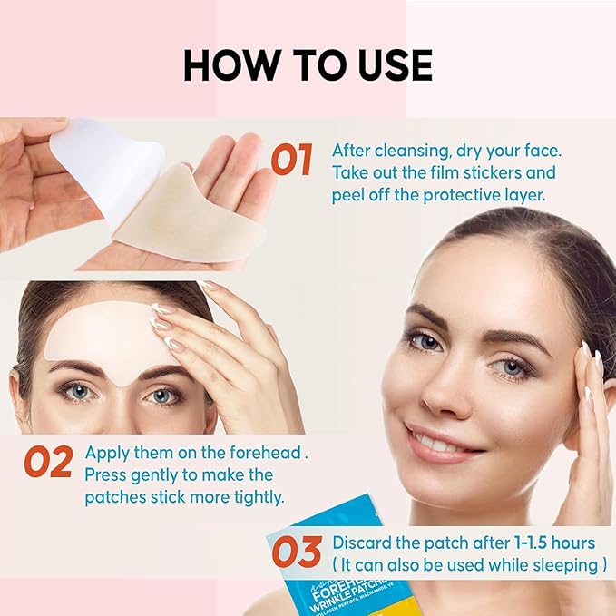 Forehead Wrinkle Patches Overnight 12 Pcs with Collagen: Forehead Fine Lines and Deep Wrinkles Treatment Remover, Anti Forehead and Between the Eyes Facial Wrinkle Patches, Hypoallergenic Patches
