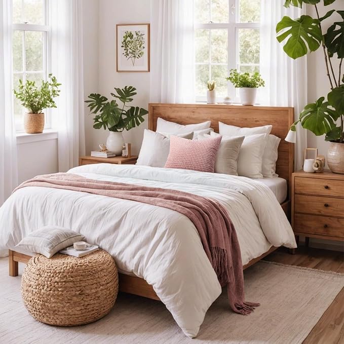 Softalker Corduroy Decorative Throw Pillow Covers 16x16, Set of 2, Pink | Soft Boho Striped Pillow Cases, Couch Fluffy Cushion Covers for Farmhouse Home Decor Bed Living Room