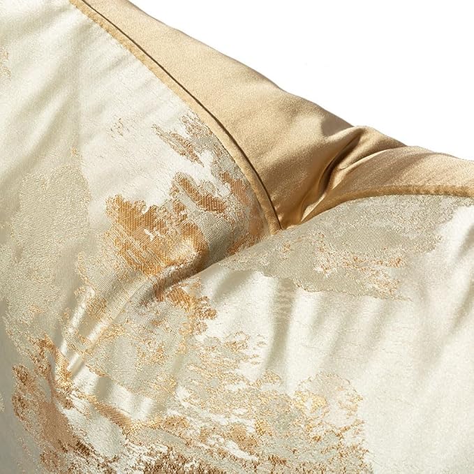 vctops Gold Decorative Luxurious Throw Pillow Covers Jacquard Square Cushion Cases Pillowcase for Bed Sofa Couch Chair Car Home Decor (Champagne,20"x20")