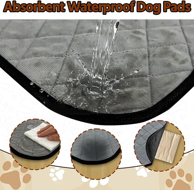Washable Dog Pee Pads, Waterproof Training Mat,Small | Size:18x24inch(2 Pack),Super Absorbent(Four-Layer Design),Reusable Potty Playpen Mat,Washable Pet Pads,Non-Slip Puppy Pads