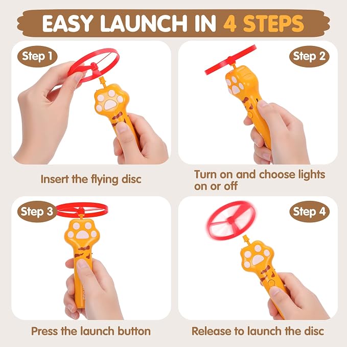 Cat Fetch Toy, Flying Disc Launcher with 6 Flying Discs