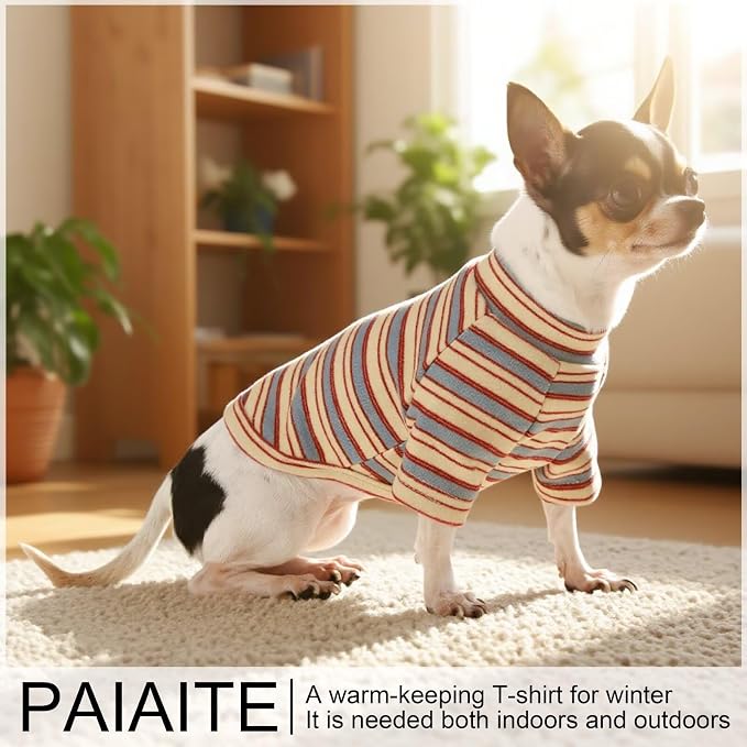 Paiaite Stylish Striped Block Dog Shirt Breathable Clothes Red&Blue 3XL | Wrinkle resistant comfy wear, suitable for small medium large dogs, great daily outfit Warm for all pet lovers