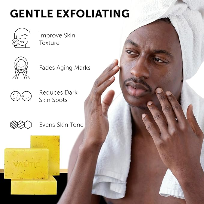 VALITIC Lemon Turmeric Soap for Dark Spots - Kojic Acid Soap for Face and Body - Exfoliating Bar for Brightening, Skin Tone Corrector with Retinol, Vitamin C, Collagen and Hyaluronic Acid - 2 Pack