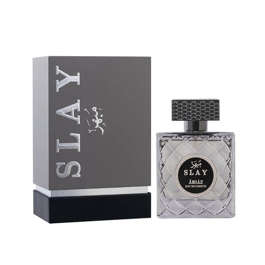 ARIAZ Slay Eau De Parfum 3.4 Oz for Men - Woody Spicy Sandalwood Cologne with Cardamom, Violet, Cedar, Leather & Amber - Nighttime Men Fragrance for Fall & Winter