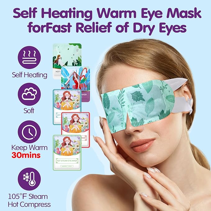 45 Pcs Disposable Steam Eye Mask Bulk for Dry Eyes Self Heating Eye Mask for Spa Sleep Warm Compress Stress Dark Circle Relief Puffiness and Relaxation Gifts (Multi Scent)