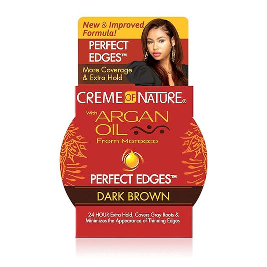 Creme of Nature Perfect Edges™ Dark Brown Edge Control Gel, 24-Hour Hold with Gray Coverage, Non-Flaking Tinted Gel, Argan Oil Edge Tamer, 2.25 oz