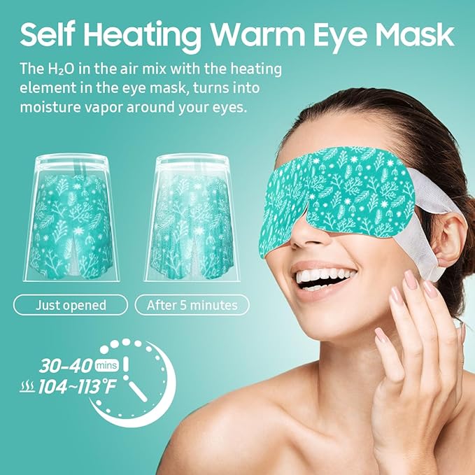 20 Packs Steam Eye Mask, Heated Eye Mask Warm Compress for Eyes, Disposable Self Heating Steam Mask for Home, Sleep, Spa, Travel Essentials & Relaxation Gifts for Women (Unscented)