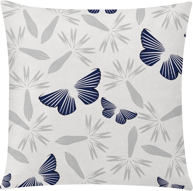 COMMINY Blue Grey Pillow Covers 16x16 Set of 6 Decorative Daisy Flower Throw Pillow Cover for Couch Modern Farmhouse Cushion Pillow Case for Living Room Patio Home Decor | spring floral, wild flower bloom, decorative cushion cover, Breathable Linen, Ac...