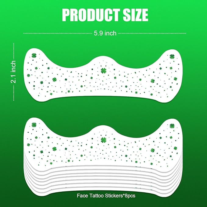 Lucky Clover Freckles - Green Holographic Face Jewels | Waterproof Wish Stickers for Daily Luck & Festivals (8 Sheets)