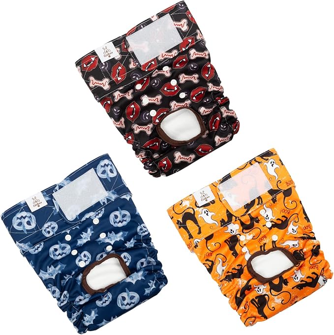 CuteBone Dog Diapers Female Washable Small Medium Large 3 Pack Reusable Doggie Diapers Puppy Period Pants for Doggy Heat Cycle Peeing