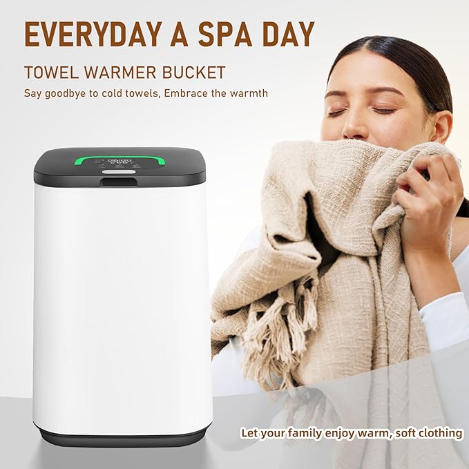 Towel Warmer for Bathroom, 23L Large Towel Warmers, Heated Towel Warmer Bucket with LED Display, 3 Heating Modes, 20/40/60 Min, Auto Shut Off, Child Lock, Black