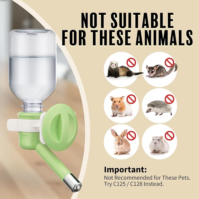 Choco Nose No-Drip Water Bottle for Small Dogs & Cats (10–25 lb) - Leak-Proof Patented 16mm Nozzle Helps Prevent Mess & Spills, BPA Free, Easy to Install Cage & Crate Mount Feeder, 10.2 fl oz (C590)
