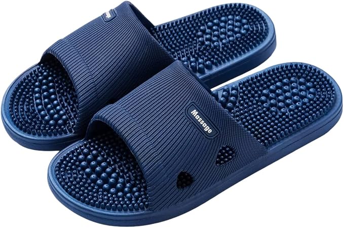 Acupressure Massage Slippers for Plantar Fasciitis for Women Acupuncture Slippers Arthritis Neuropathy Pain Relief Non-Slip Massage Sandals Women Stress Relief Gifts for Bath (US Men 8.5-9.5, Blue)