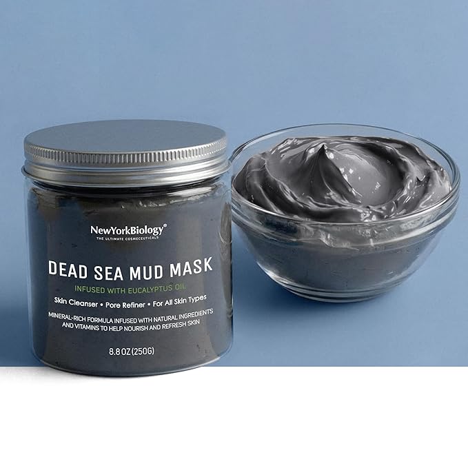 New York Biology Dead Sea Mud Mask for Face and Body | with Eucalyptus | Spa Quality Pore Refiner for Oily Skin | Natural Skincare for Women & Men | Tighten Skin for A Healthier Complexion | 8.8 oz