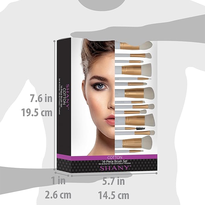 SHANY14 Piece Makeup Brush Set – Elite Cosmetics Brush Collection - Complete Kabuki, Eyes, Face, powder, foundation Makeup Brush Set - Cotton