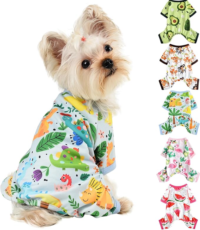 Dog Pajamas for Small Dogs Boy Girl, Dog Clothes Tiny Chihuahua Yorkie Spring Summer Shirt, Cute Puppy Outfit Pjs Jumpsuit Cat Onesie Apparel Pet Clothes