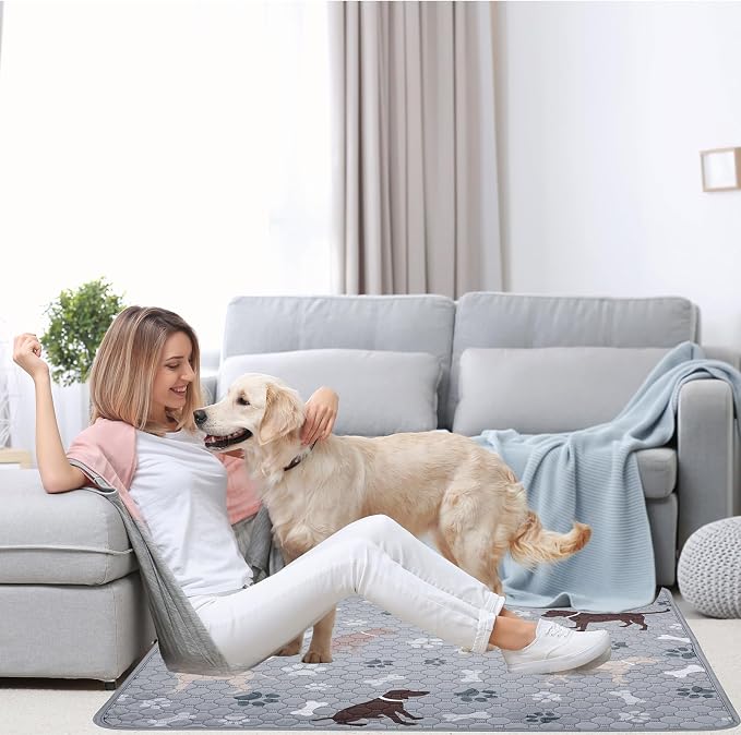 Mozin Washable Pee Pads for Dogs, 2 Pack Super Absorbent Dog Training Pads Leakproof Non-Slip Reusable Puppy Pads, Waterproof whelping Pad for Housebreak, Playpen, Crate,Potty Training, Couch- 18"x24"