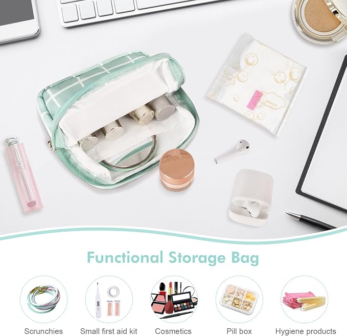 airogym 2 Pack Period Bag for Womens, Sanitary Napkin Storage Bag, Functional Waterproof Sanitary Pads Bags for Panty Liners, Tampons, Menstrual Cups Pouches, Sanitary Pads Organizer with Zipper