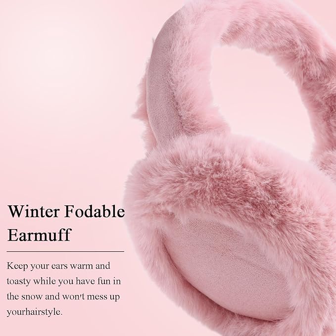 Zsedrut Winter Women Earmuff Foldable Ear Warmer Fluffy Ear Cover Warm Outdoor