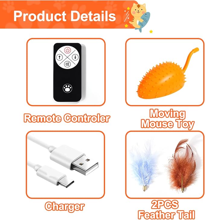 Silicone Interactive Dog Toys, Mouse Moving Dog Toy with Automatic Sensor