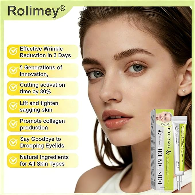 Rolimey Botoxmix & Vita-A Retinol Shot Wrinkle-Lift Tightening Cream, Vita A Retinal Shot Tightening Booster, Rolimey Anti Wrinkle cream - Pore Minimizer, Wrinkles & Fine Lines for All Skin (1PC)