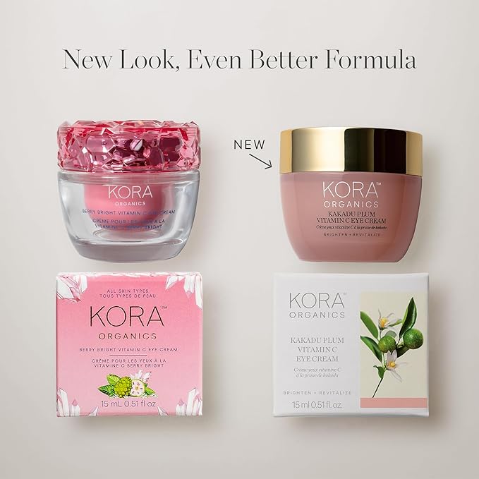 KORA Organics Kakadu Plum Vitamin C Eye Cream, Hydrating & Revitalizing, Certified Organic, Cruelty Free, Refillable, 0.51 fl oz