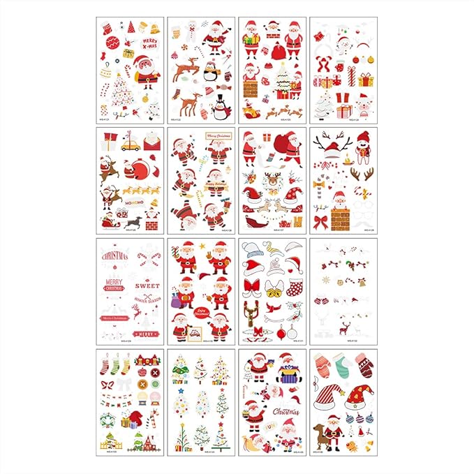 luminous Christmas Temporary Tattoos for Kids - 240 Pieces Bulk Christmas Tattoos for Boys and Girls,Xmas Holiday Stickers Christmas Party Favor for Kids Stocking Stuffers and Gifts 16 Sheets