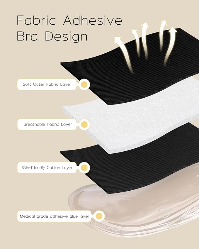 Niidor Adhesive Bra Strapless Sticky Invisible Push up Silicone Bra for Backless Dress with Reusable Nipple Covers