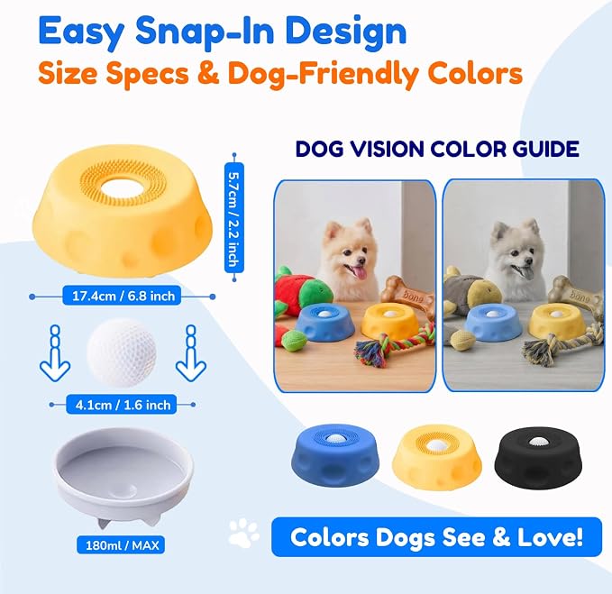 Lick and Roll Bowl for Dogs - Slow Feeder with Rolling Ball, Anxiety Relief