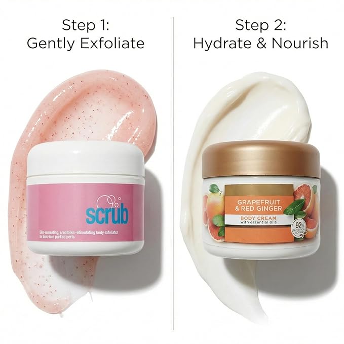Exfoliating & Hydrating Body Care Set, Himalayan Pink Salt Scrub and Grapefruit & Red Ginger Body Cream, Plant-Based Moisturizing Duo, Helps Exfoliate & Hydrate, Soft Smooth Skin Feel, Vegan