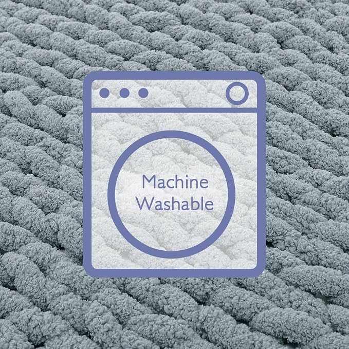 Bigacogo Chunky Knit Throw Blanket for Couch, 40x60 inches, Dusty Blue | Hand Knit with Jumbo Chenille, Soft Breathable Cable Knit for Sofa Bed Living Room, Machine Washable, Gift for Mom Friend