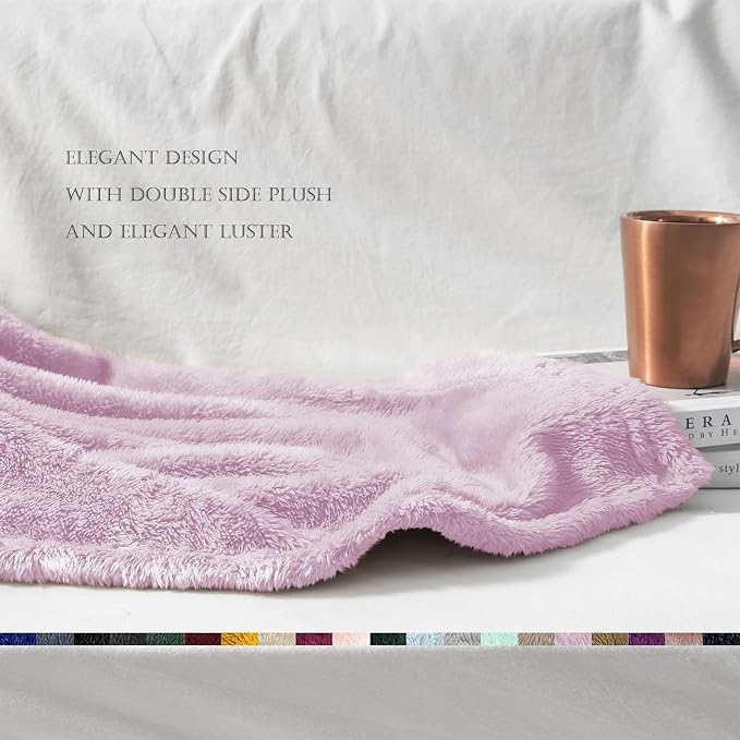 Exclusivo Mezcla Fuzzy Large Fleece Throw Blanket for Couch, Light Purple | 50x70 Inches, Super Soft and Cozy Throw, Plush Fluffy Blanket for Sofa, Bed, Bedroom, Home Decor, All Season