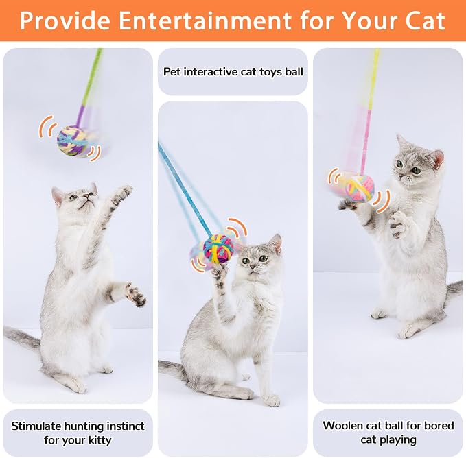 Retro Shaw Cat Toys Balls with Bells Inside, Kitten Toys Pack 6Pcs