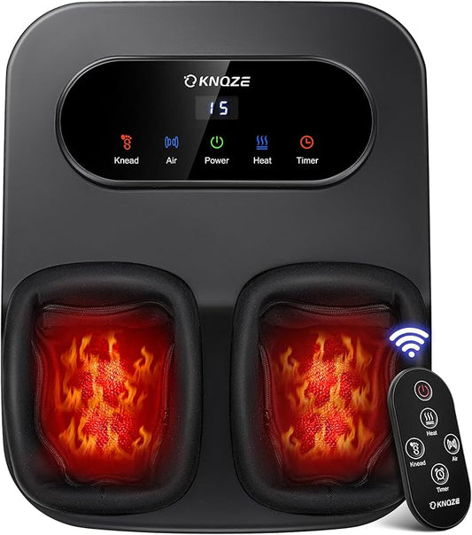 KNQZE Foot Massager with Heat and Remote, Shiatsu Deep Kneading Feet Massager for Plantar Fasciitis & Neuropathy, Foot Warmer, Gifts for Mom Women Men Dad, Fits Up to Men Size 12