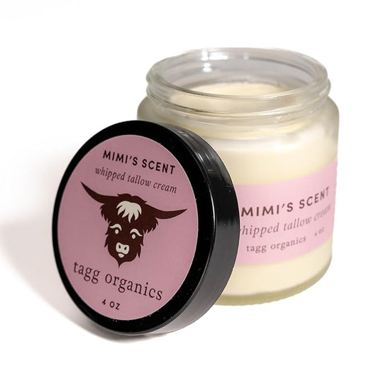 Whipped Tallow Cream for Skin - 100% Organic & Chemical-Free - Deep, Long-Lasting Hydration & Nourishment for Dry & Sensitive Skin (Mimi’s Scent 4oz)