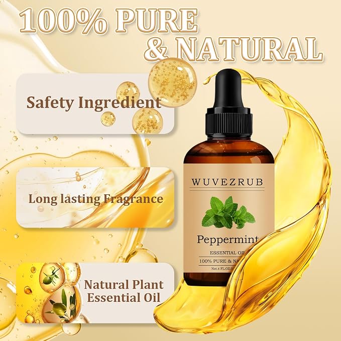 Peppermint Essential Oil 120ML - 100% Pure and Natural Oils for Aromatherapy Diffuser - 4 Fl Oz/Peppermint
