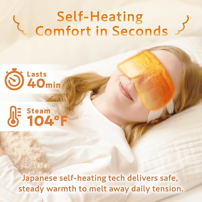 HIBINO | Steam Eye Mask | Self-Heating Warm Eye Masks for Relaxation, Sleep & Stress Relief | Gentle Heat for Dry, Puffy Eyes | Japanese Self Care for Women | Kinmokusei Aroma | 22 Pack