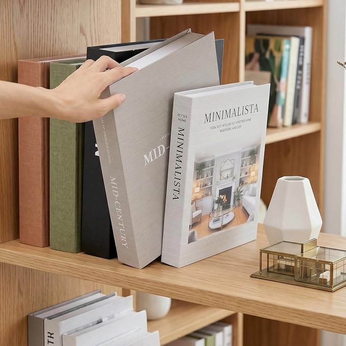 OurWarm Set of 3 Large Decorative Books, Coffee Table Books for Home Decor | Extra Large Size, Decorative Storage Boxes, Magnetic Closing Lid, Fake Books for Living Room Office Bookshelf Entryway Decor